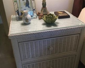 Little side table is a HENRY LINK WICKER 2-drawer chest (We have TWO)