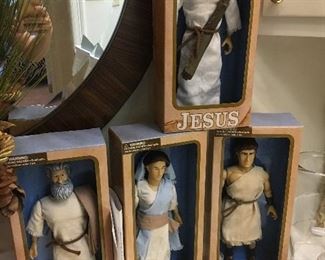 12” action figures by one2believe, of Mary, Jesus, Moses, and David