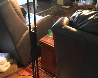 VERY COOL FLOOR LAMP!! Double light...turn on one, or both! Dimmers, raises up and down!! 