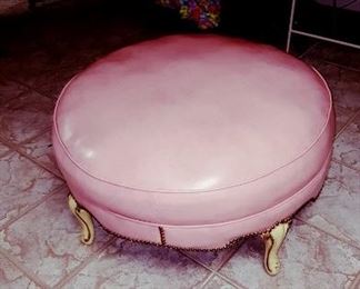 Pink Naugahyde Ottoman