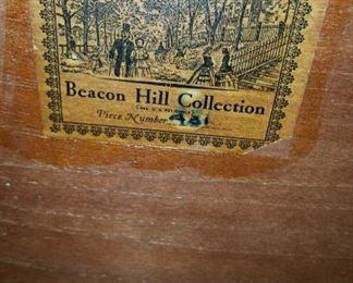 Credenza Beacon Hill Collection Label