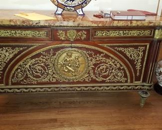 Louis XVI Credenza With Bronze detail & Marble Top