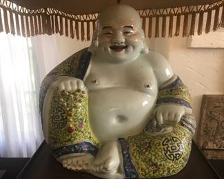 Antique Chinese Famille Rose Buddha lamp