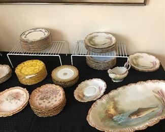 Antique Limoges fish plates and platter 