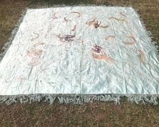 Antique Chinese silk tablecloth