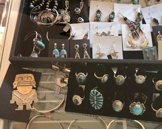 Newer sterling silver Native American jewelry (and a vintage piece mixed in,) 50% off.