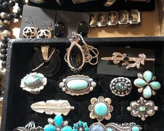 Newer sterling silver Native American rings and vintage sterling silver jewelry, 50% off.