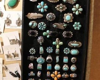 Vintage to newer authentic Native American jewelry with sterling silver and genuine stones, all 50% off!