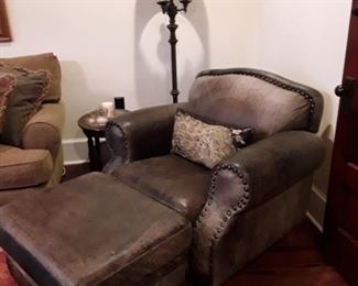 Leather chair and ottoman