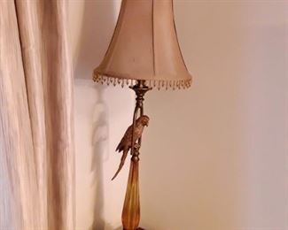 Tall brass bird lamp