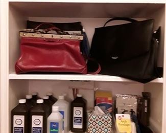 Ladies bags, bathroom toiletries
