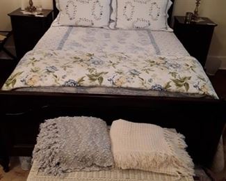 Bed, chest, blankets