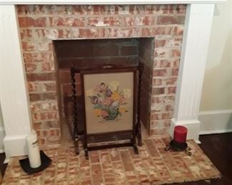 Vintage fireplace screen, embroidered