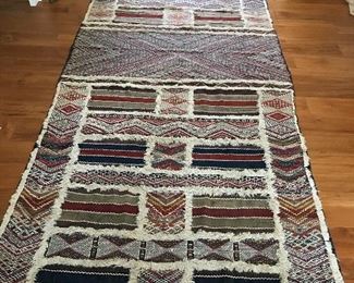 Hand woven 4'x10' rug made in Morocco