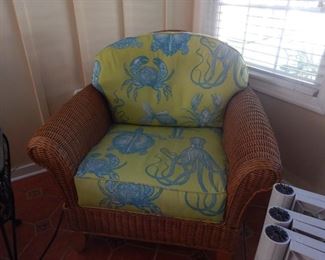 One of two large club chairs. Beach style.
