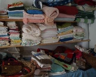 towels, sheets, table cloths, placemats, aprons, bonnets, 