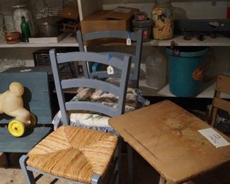 chairs, vintage toy, school desks