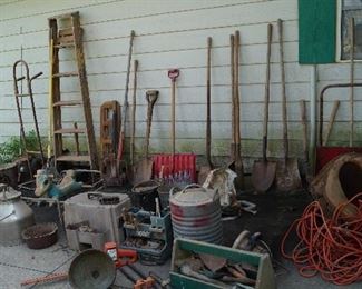 tools, vintage coolers, ladder, 