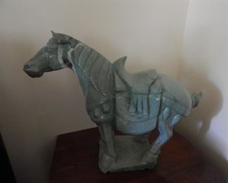 Marble stone carved horse... green marble,