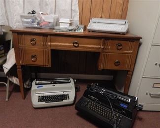 Several typewriters.