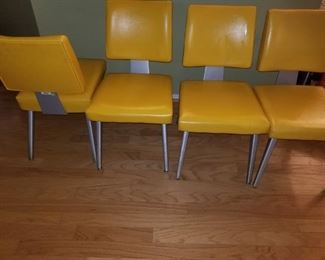 Yellow vinyl chairs. Very comfortable!