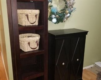 Media cabinet available. Nice as an entry piece. Could be used for jewelry or lingerie. Shelving unit & baskets sold.