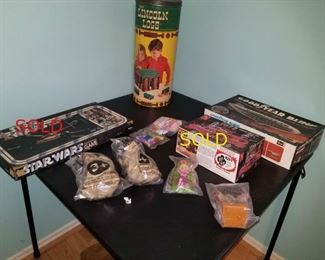 Lincoln Logs-sold, Goodyear Blimp, Taco Bell and McDonald's toys in original packages.
