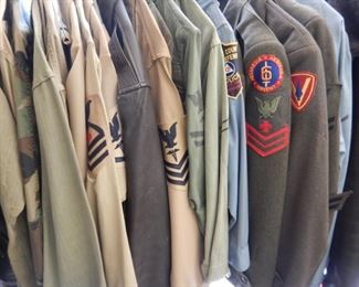 UNIFORMS INCLUDE: NAVAL FLIGHT JACKETS, NAVY MEDICAL CORP, CAMOFLAGE, MILITARY JACKETS, IKE JACKETS & PANTS, DRESS UNIFORMS, GUADACANAL, MARINE, KHAKIS, DECK JACKETS AND PANTS, SAILOR OUTFIT, CIVIL DEFENSE AND MORE.