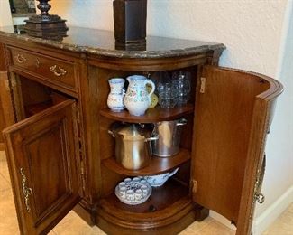 Coffee cups and tray on bottom shelf are sold.