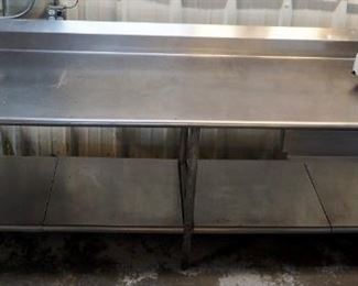 Stainless Steel Prep Table with Backsplash, Single Drawer and Lower Storage 40" x 116" x 30"