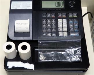 Casio Electronic Cash Register Model PCR-T273 Includes User's Manual and Keys, Powers On