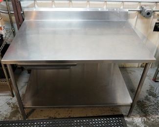 Stainless Steel Prep Table with Backsplash, Drawer and Lower Storage Shelf, 41" x 54" x 38"