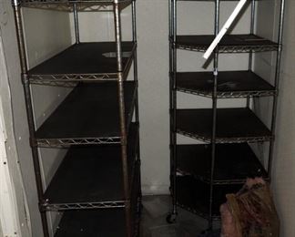 Rolling Stainless Steel Corner Storage Rack, 76" x 42" x 31" and Stainless Steel Storage Rack 75" x 42" x 24"