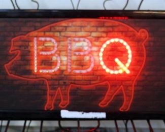 Electric BBQ Sign with Pig, 10" x 19", Powers On