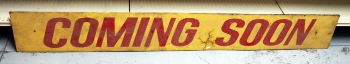Vintage Cardboard "Coming Soon" Sign 1'H x 8'L