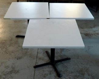 Formica Topped Pedestal Restaurant Tables, 29.5"H x 34"W x 34"D, Qty 3