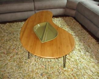 Mid-Century Modern Walnut Kidney Shaped Table

