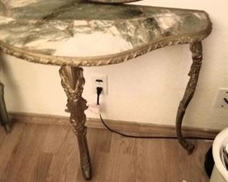 Marble console table with matching mirror