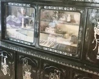 Very unique large curio cabinet with storage