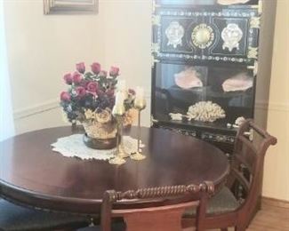 Duncan round dining room set and Asian china hutch