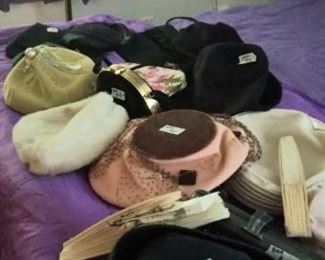 Vintage hats and purses