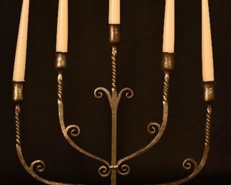 Hand forged iron candelabra.