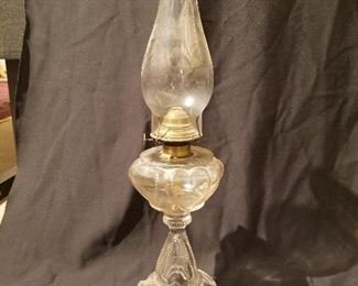 Pressed glass with heart design oil lamp