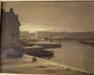 Jeep Sax, Harbor Scene, Oil on board, 14" x 16"