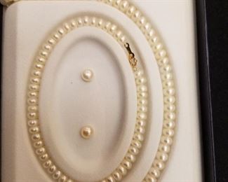 Three piece matched set of pearls