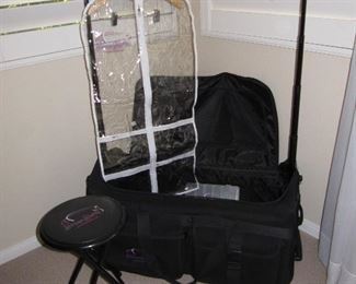 Dream Duffel for dance costumes complete with folding chair, hanger and bin - never used!