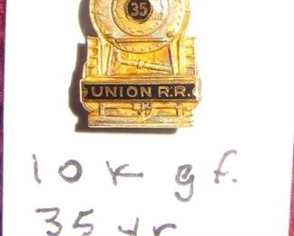 10k gold filled 35 year Union Rail Road pin