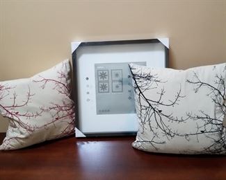 Bird and Branch Pillows with Frame