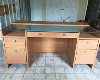 Modern Wood Desk with Glass Top