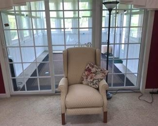 Wingback Reclining Chair and Floor Lamp